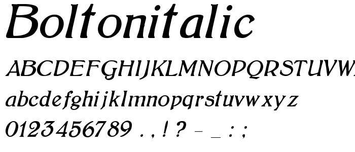 Boltonitalic font