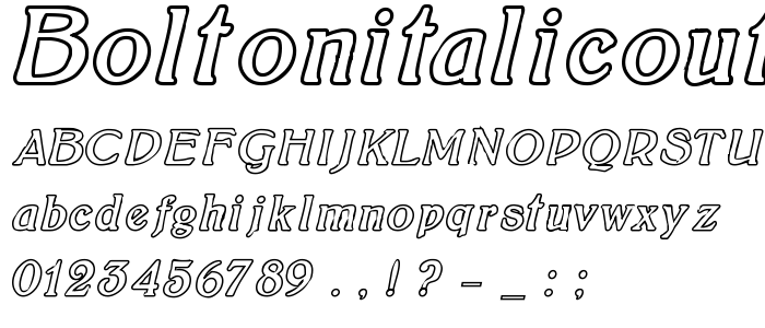 Boltonitalicoutline font