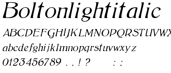 Boltonlightitalic font