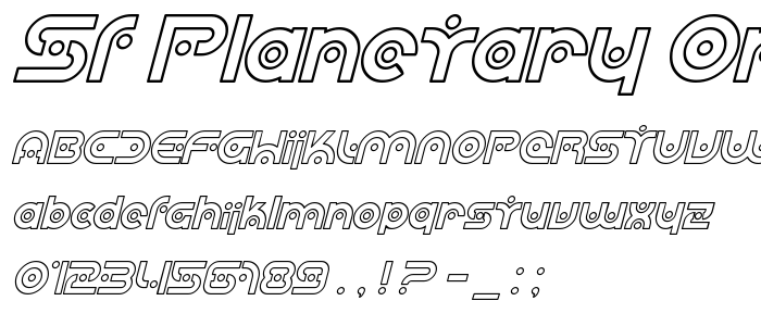 Sf_Planetary_Orbiter_Outline_Italic font