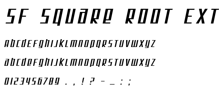 Sf_Square_Root_Extended_Oblique font