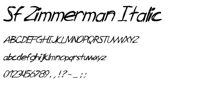 Sf_Zimmerman_Italic font