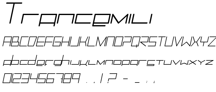 Trancemili font