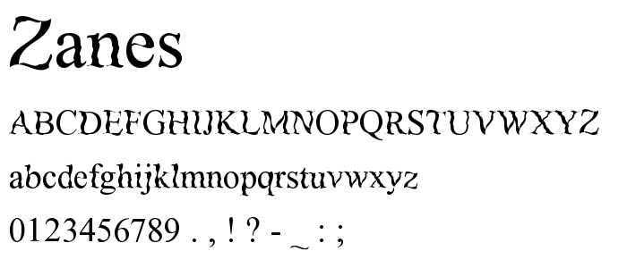 Zanes font