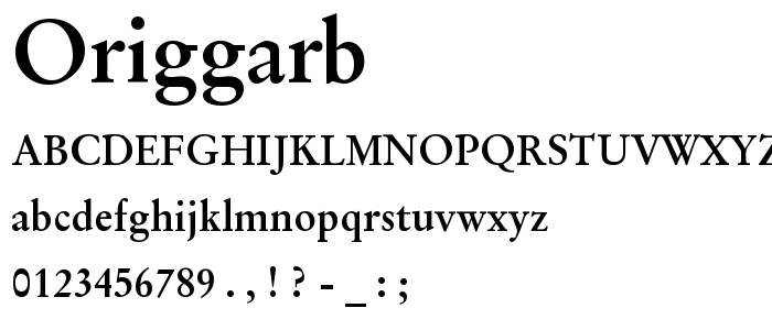 Origgarb font