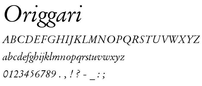 Origgari font